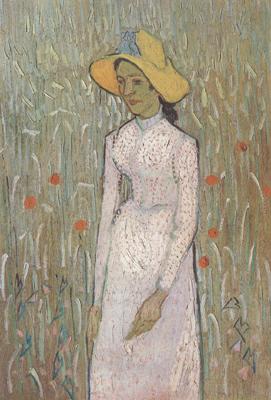 Vincent Van Gogh Young Girl Standing against a Background of Wheat (nn04) oil painting picture